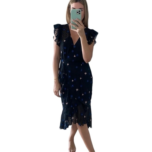 Talulah La Maison NWT Up All Night Swiss Dot Floral Embroidery Midi Dress Medium - Picture 15 of 15